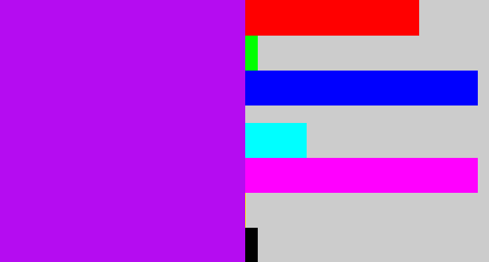 Hex color #b50cf1 - bright violet