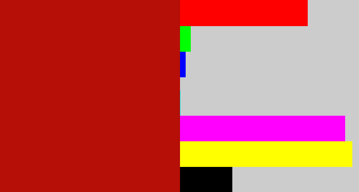Hex color #b50f07 - darkish red