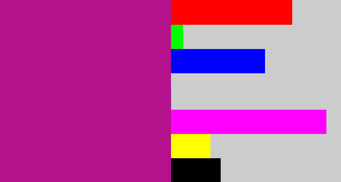 Hex color #b5118c - barney purple