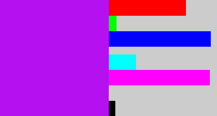 Hex color #b511f0 - neon purple