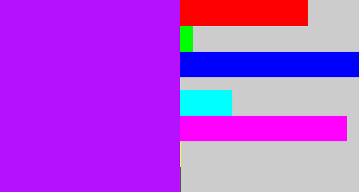 Hex color #b511ff - neon purple