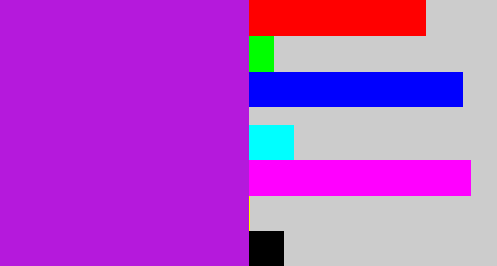Hex color #b519dc - vibrant purple