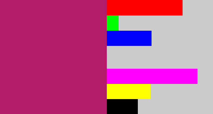 Hex color #b51b6b - magenta