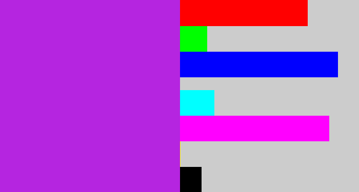 Hex color #b525e0 - electric purple