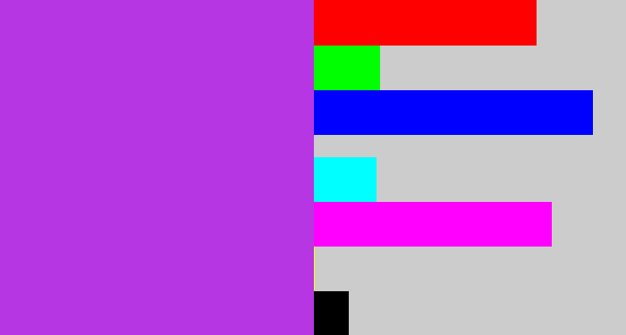 Hex color #b536e2 - lightish purple