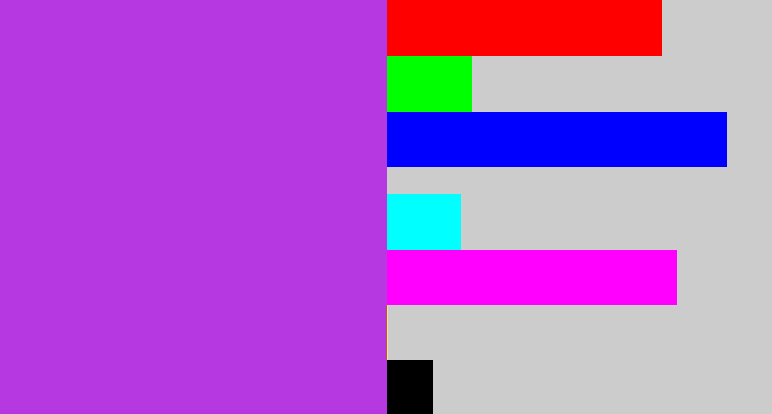 Hex color #b538e0 - lightish purple
