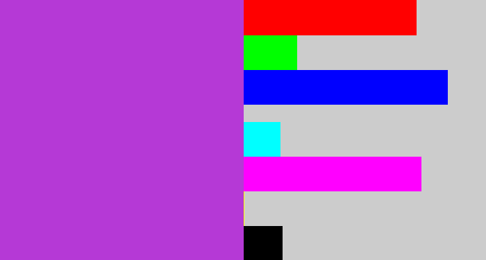 Hex color #b539d6 - lightish purple