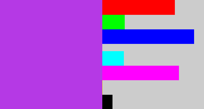 Hex color #b539e5 - lightish purple