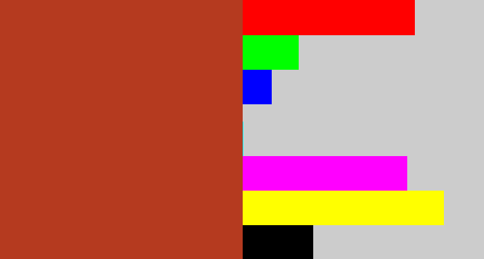 Hex color #b53a1f - brick