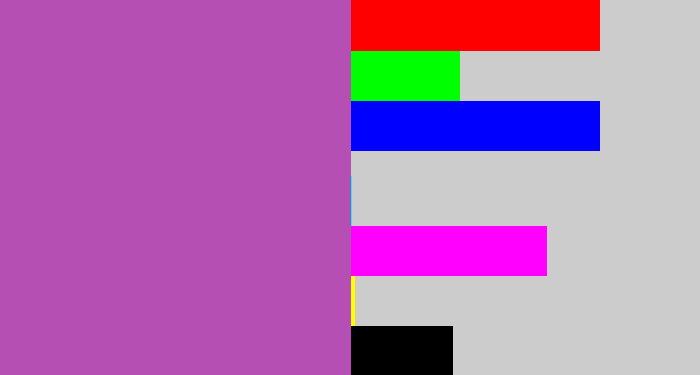Hex color #b54fb4 - pinky purple