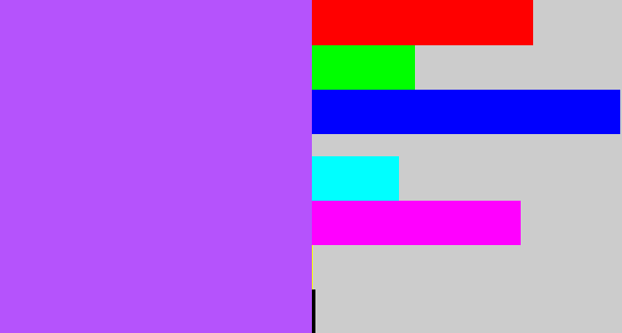 Hex color #b553fc - lighter purple