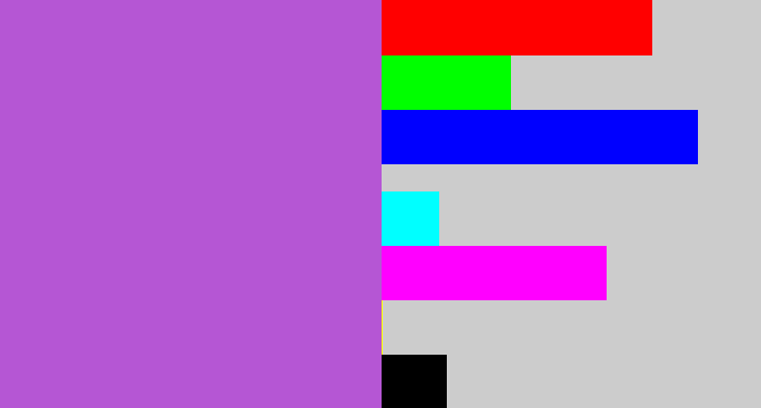 Hex color #b556d4 - lightish purple