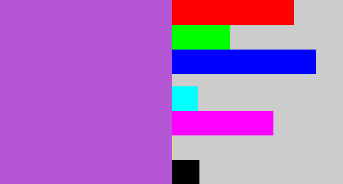 Hex color #b557d5 - lightish purple
