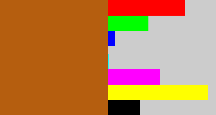 Hex color #b55e0f - orangish brown