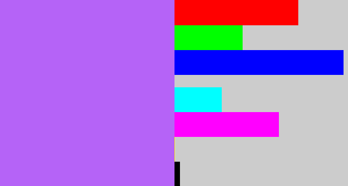 Hex color #b563f7 - light urple