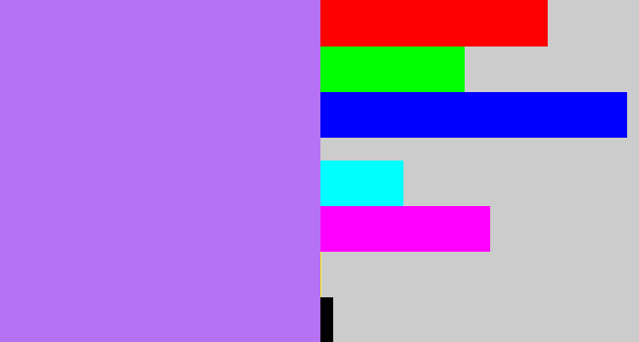 Hex color #b572f4 - light urple