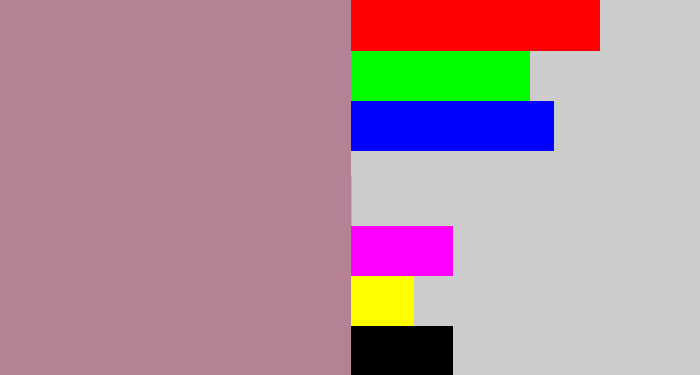 Hex color #b58195 - grey pink