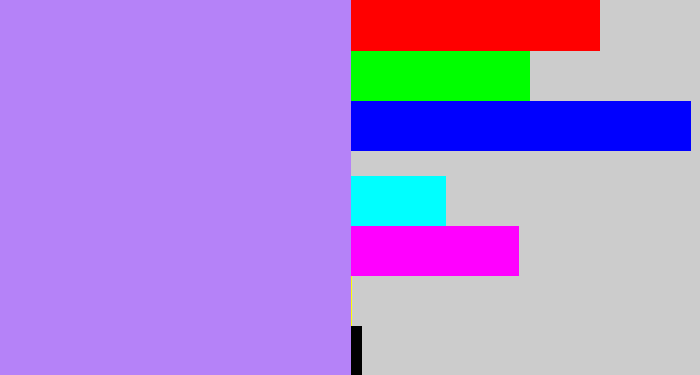 Hex color #b582f8 - light purple