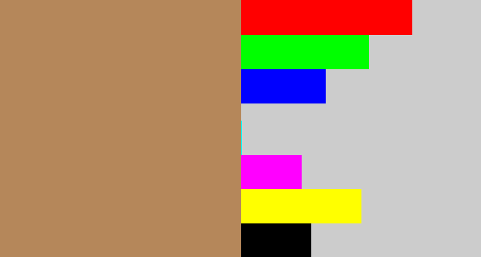 Hex color #b5875a - light brown