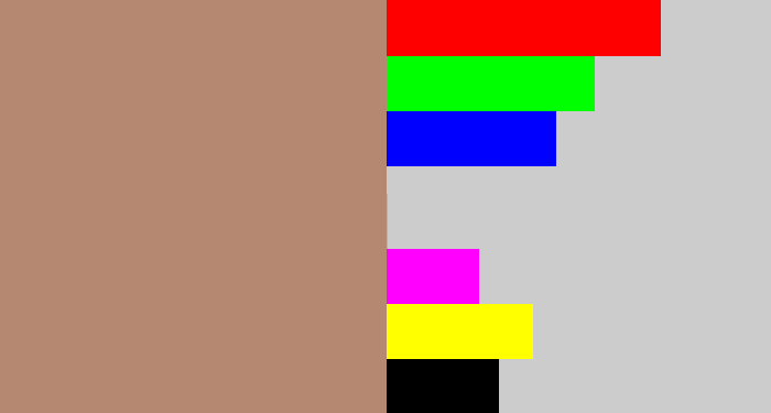 Hex color #b58971 - pale brown