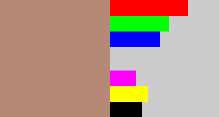 Hex color #b58976 - pale brown