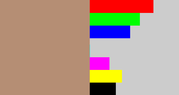 Hex color #b58e74 - pale brown
