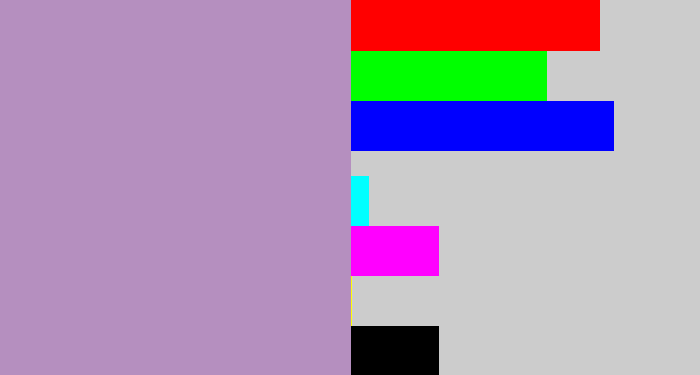 Hex color #b58fbf - pale purple