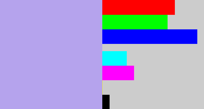 Hex color #b5a3ed - lavender