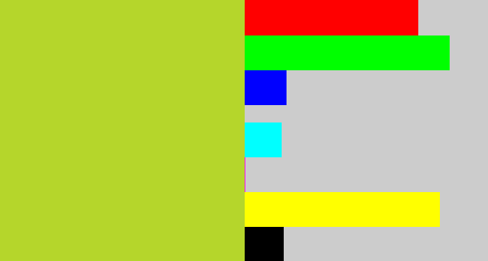 Hex color #b5d62b - yellowish green