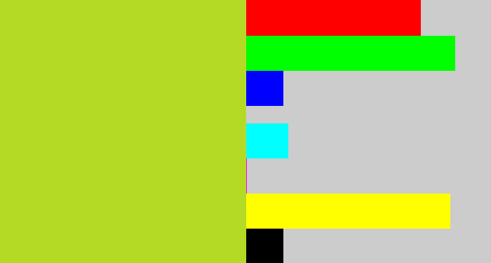 Hex color #b5da26 - yellowish green