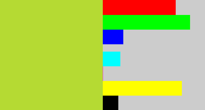 Hex color #b5da33 - yellowy green