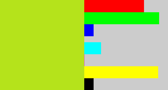 Hex color #b5e31b - yellowish green