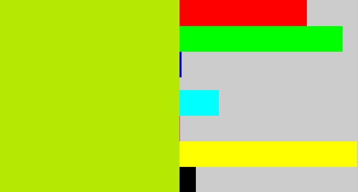 Hex color #b5e903 - lemon green