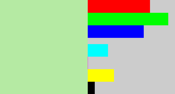 Hex color #b5eaa3 - light grey green