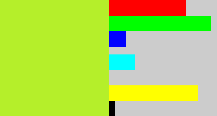 Hex color #b5ef2a - yellowy green