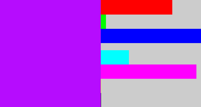 Hex color #b60cfe - neon purple