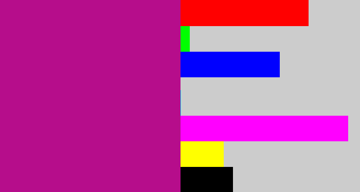 Hex color #b60d8b - magenta