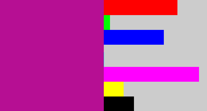 Hex color #b60f93 - barney purple