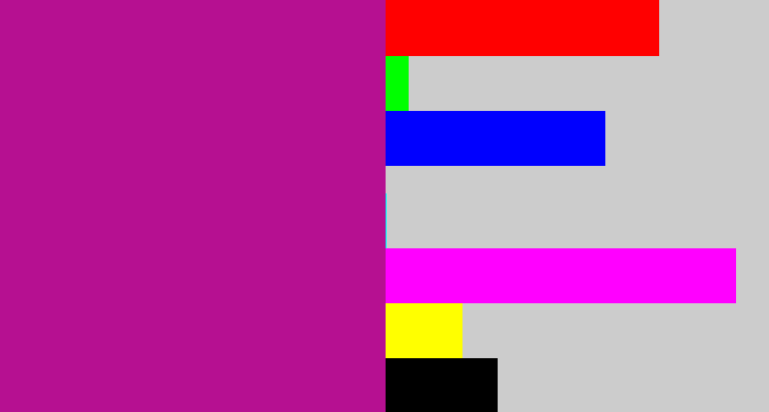 Hex color #b61091 - barney purple