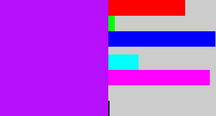 Hex color #b610fd - neon purple