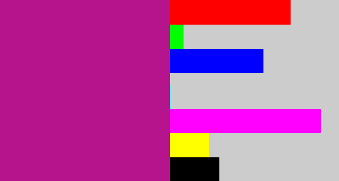 Hex color #b6148c - barney purple