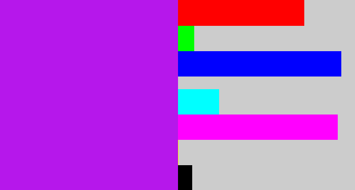 Hex color #b617eb - neon purple