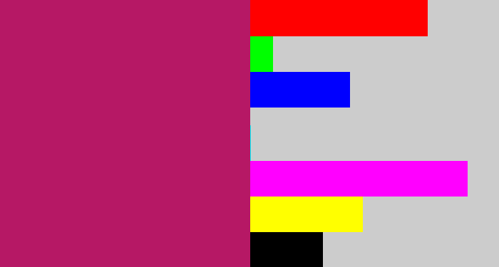 Hex color #b61865 - deep pink