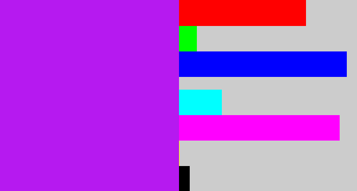 Hex color #b619f0 - neon purple