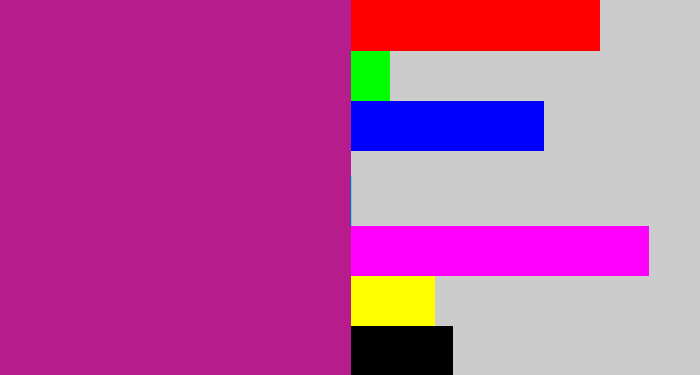 Hex color #b61c8b - barney purple
