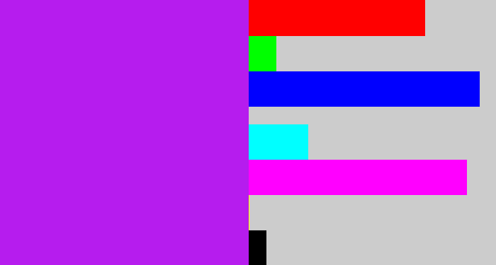Hex color #b61cee - neon purple