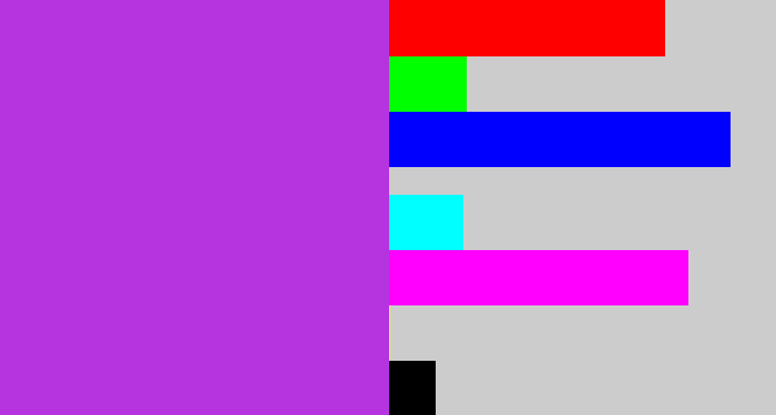 Hex color #b634e0 - lightish purple