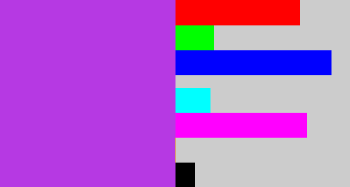 Hex color #b639e3 - lightish purple