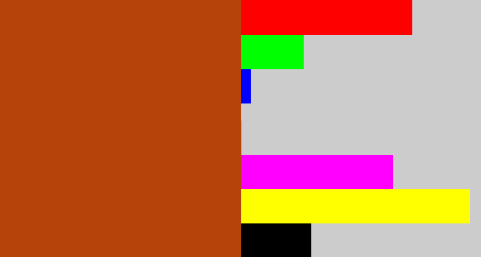 Hex color #b64309 - brick orange