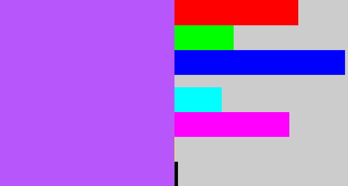 Hex color #b656fb - lighter purple